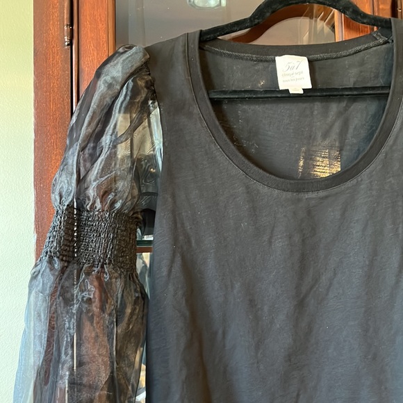 Cinq a Sept Libby Organza Sleeve Top in Black 🥂 - Picture 3 of 9